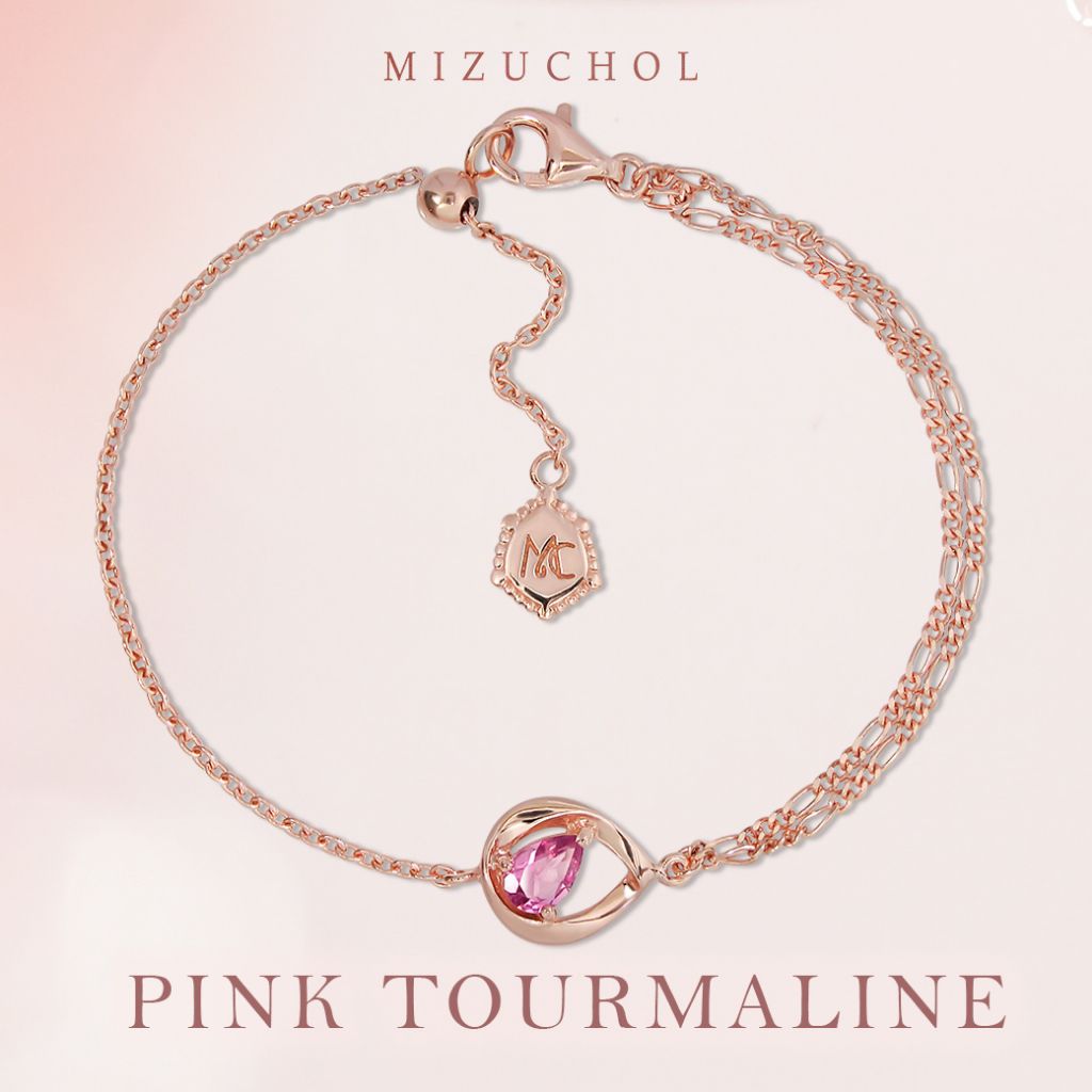 Mizuchol A Drop Of Rose' Bracelet with Pink Tourmaline Gemstone